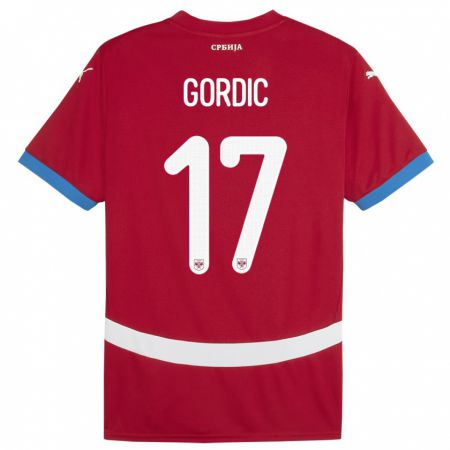 Kandiny Niño Camiseta Serbia Djordje Gordic #17 Rojo 1ª Equipación 24-26 La Camisa Chile