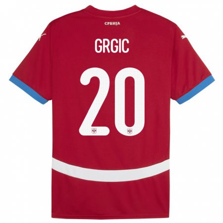 Kandiny Niño Camiseta Serbia Dario Grgic #20 Rojo 1ª Equipación 24-26 La Camisa Chile