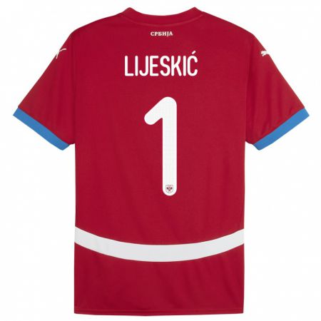 Kandiny Niño Camiseta Serbia Luka Lijeskic #1 Rojo 1ª Equipación 24-26 La Camisa Chile