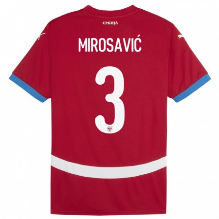 Kandiny Niño Camiseta Serbia Veljko Mirosavic #3 Rojo 1ª Equipación 24-26 La Camisa Chile