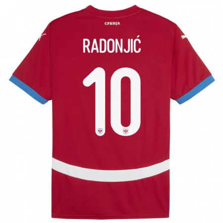 Kandiny Niño Camiseta Serbia Mateja Radonjic #10 Rojo 1ª Equipación 24-26 La Camisa Chile