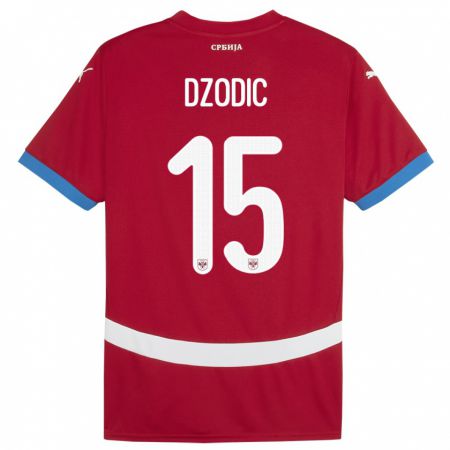 Kandiny Niño Camiseta Serbia Stefan Dzodic #15 Rojo 1ª Equipación 24-26 La Camisa Chile