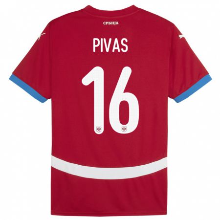 Kandiny Niño Camiseta Serbia Miodrag Pivas #16 Rojo 1ª Equipación 24-26 La Camisa Chile