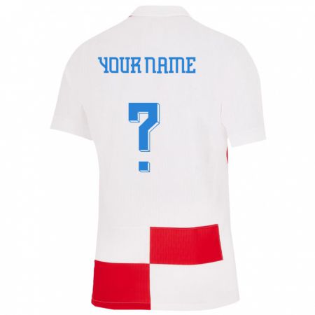 Kandiny Niño Camiseta Croacia Su Nombre #0 Blanco Rojo 1ª Equipación 24-26 La Camisa Chile