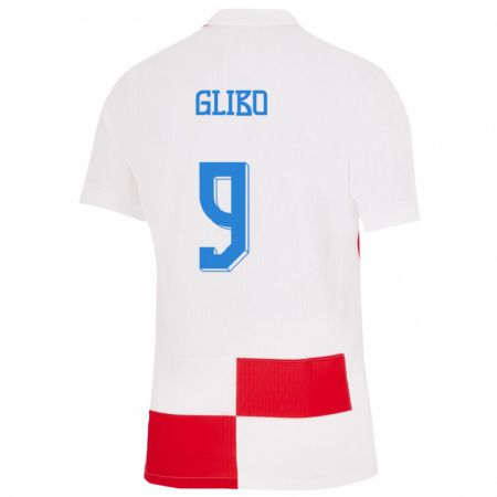 Kandiny Niño Camiseta Croacia Andrea Glibo #9 Blanco Rojo 1ª Equipación 24-26 La Camisa Chile