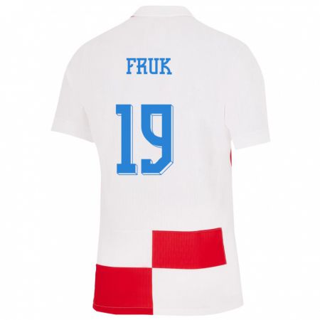 Kandiny Niño Camiseta Croacia Toni Fruk #19 Blanco Rojo 1ª Equipación 24-26 La Camisa Chile