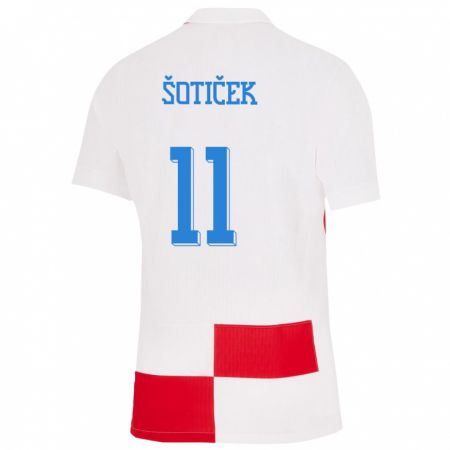Kandiny Niño Camiseta Croacia Marin Soticek #11 Blanco Rojo 1ª Equipación 24-26 La Camisa Chile