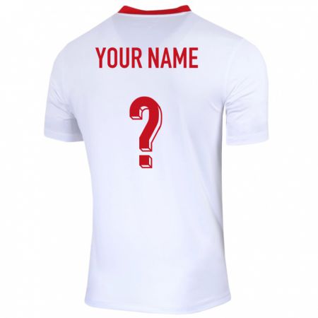 Kandiny Niño Camiseta Polonia Su Nombre #0 Blanco 1ª Equipación 24-26 La Camisa Chile