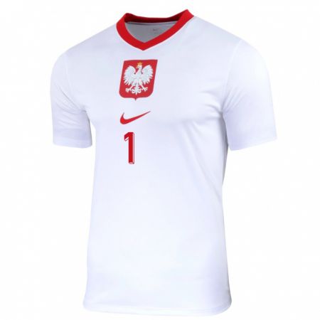 Kandiny Niño Camiseta Polonia Katarzyna Kiedrzynek #1 Blanco 1ª Equipación 24-26 La Camisa Chile