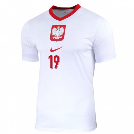 Kandiny Niño Camiseta Polonia Jan Faberski #19 Blanco 1ª Equipación 24-26 La Camisa Chile