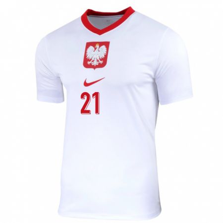 Kandiny Niño Camiseta Polonia Szymon Kadziolka #21 Blanco 1ª Equipación 24-26 La Camisa Chile