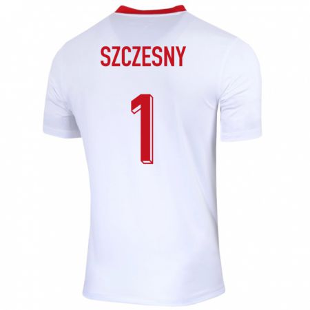 Kandiny Niño Camiseta Polonia Wojciech Szczesny #1 Blanco 1ª Equipación 24-26 La Camisa Chile