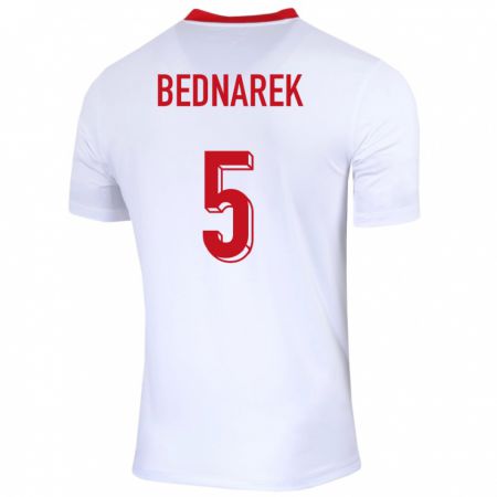 Kandiny Niño Camiseta Polonia Jan Bednarek #5 Blanco 1ª Equipación 24-26 La Camisa Chile