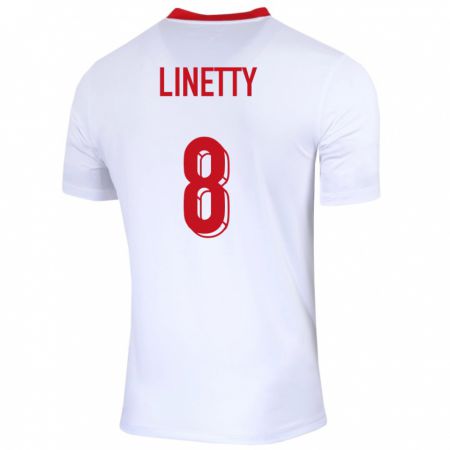 Kandiny Niño Camiseta Polonia Karol Linetty #8 Blanco 1ª Equipación 24-26 La Camisa Chile