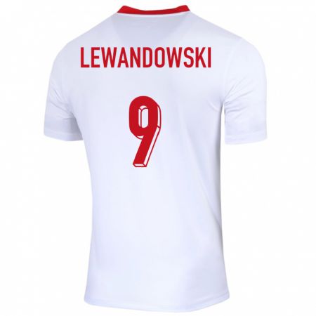Kandiny Niño Camiseta Polonia Robert Lewandowski #9 Blanco 1ª Equipación 24-26 La Camisa Chile