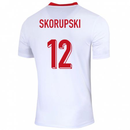 Kandiny Niño Camiseta Polonia Lukasz Skorupski #12 Blanco 1ª Equipación 24-26 La Camisa Chile