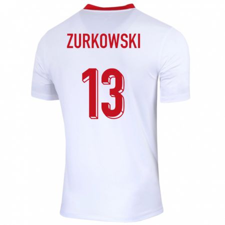 Kandiny Niño Camiseta Polonia Szymon Zurkowski #13 Blanco 1ª Equipación 24-26 La Camisa Chile