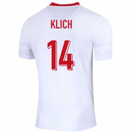 Kandiny Niño Camiseta Polonia Mateusz Klich #14 Blanco 1ª Equipación 24-26 La Camisa Chile