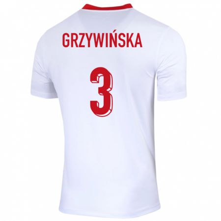 Kandiny Niño Camiseta Polonia Gabriela Grzywinska #3 Blanco 1ª Equipación 24-26 La Camisa Chile