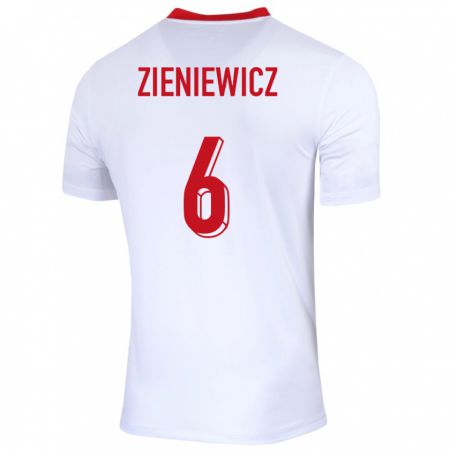 Kandiny Niño Camiseta Polonia Wiktoria Zieniewicz #6 Blanco 1ª Equipación 24-26 La Camisa Chile
