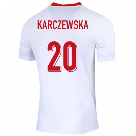 Kandiny Niño Camiseta Polonia Nikola Karczewska #20 Blanco 1ª Equipación 24-26 La Camisa Chile
