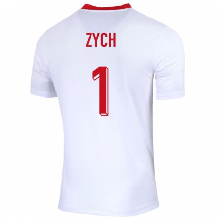 Kandiny Niño Camiseta Polonia Oliwier Zych #1 Blanco 1ª Equipación 24-26 La Camisa Chile