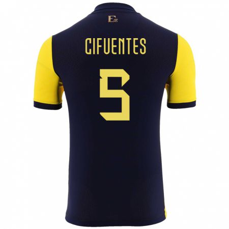 Kandiny Niño Camiseta Ecuador Jose Cifuentes #5 Amarillo 1ª Equipación 24-26 La Camisa Chile
