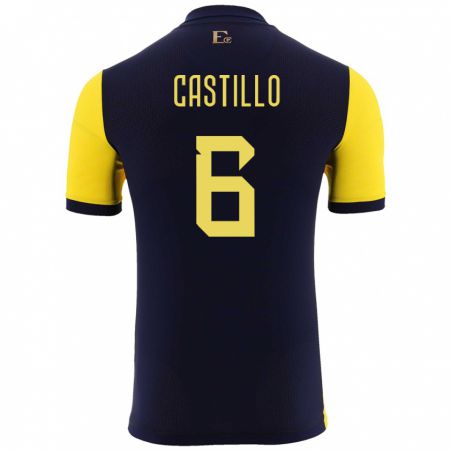 Kandiny Niño Camiseta Ecuador Byron Castillo #6 Amarillo 1ª Equipación 24-26 La Camisa Chile