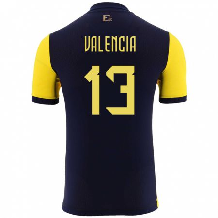 Kandiny Niño Camiseta Ecuador Enner Valencia #13 Amarillo 1ª Equipación 24-26 La Camisa Chile