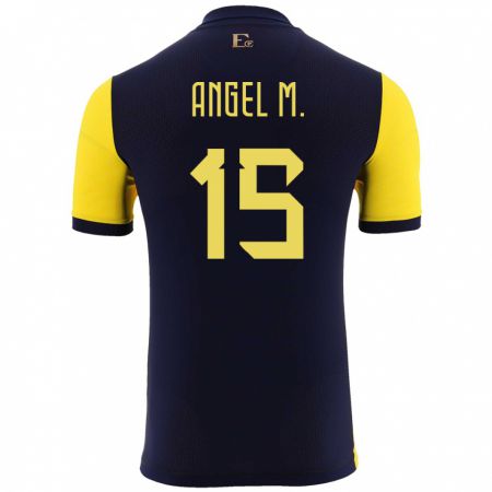 Kandiny Niño Camiseta Ecuador Angel Mena #15 Amarillo 1ª Equipación 24-26 La Camisa Chile