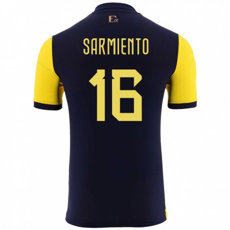 Kandiny Niño Camiseta Ecuador Jeremy Sarmiento #16 Amarillo 1ª Equipación 24-26 La Camisa Chile
