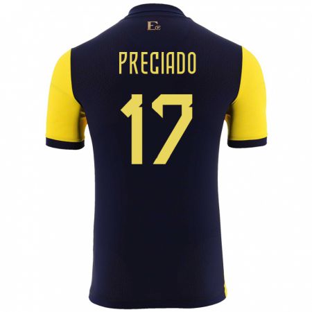 Kandiny Niño Camiseta Ecuador Angelo Preciado #17 Amarillo 1ª Equipación 24-26 La Camisa Chile