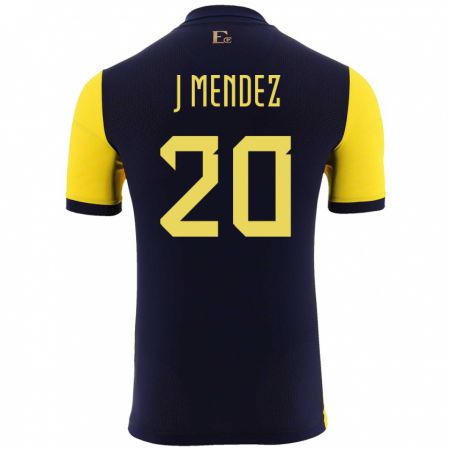 Kandiny Niño Camiseta Ecuador Jhegson Mendez #20 Amarillo 1ª Equipación 24-26 La Camisa Chile