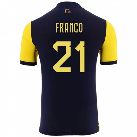 Kandiny Niño Camiseta Ecuador Alan Franco #21 Amarillo 1ª Equipación 24-26 La Camisa Chile