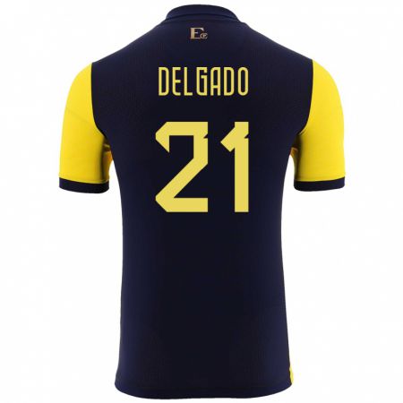 Kandiny Niño Camiseta Ecuador Patrickson Delgado #21 Amarillo 1ª Equipación 24-26 La Camisa Chile