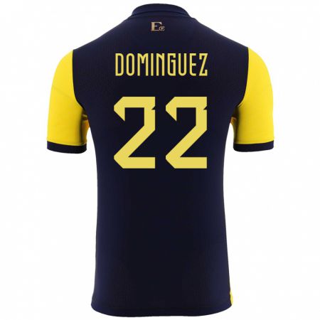 Kandiny Niño Camiseta Ecuador Alexander Dominguez #22 Amarillo 1ª Equipación 24-26 La Camisa Chile