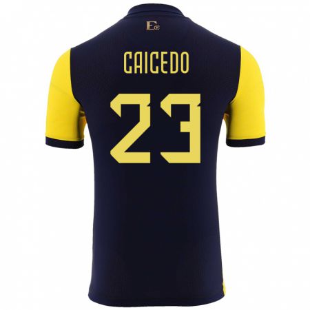 Kandiny Niño Camiseta Ecuador Moises Caicedo #23 Amarillo 1ª Equipación 24-26 La Camisa Chile
