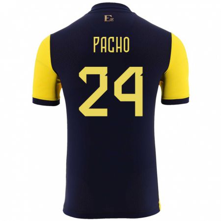 Kandiny Niño Camiseta Ecuador William Pacho #24 Amarillo 1ª Equipación 24-26 La Camisa Chile