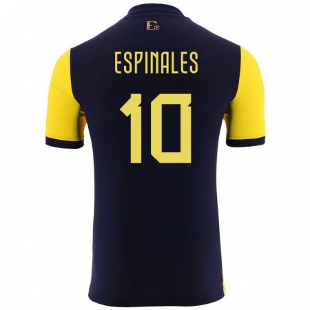 Kandiny Niño Camiseta Ecuador Joselyn Espinales #10 Amarillo 1ª Equipación 24-26 La Camisa Chile