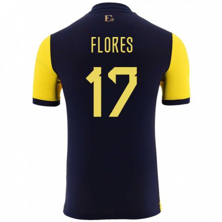 Kandiny Niño Camiseta Ecuador Karen Flores #17 Amarillo 1ª Equipación 24-26 La Camisa Chile