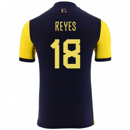 Kandiny Niño Camiseta Ecuador Ashley Reyes #18 Amarillo 1ª Equipación 24-26 La Camisa Chile