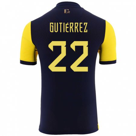 Kandiny Niño Camiseta Ecuador Melanie Gutierrez #22 Amarillo 1ª Equipación 24-26 La Camisa Chile