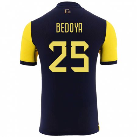 Kandiny Niño Camiseta Ecuador Jaydah Bedoya #25 Amarillo 1ª Equipación 24-26 La Camisa Chile