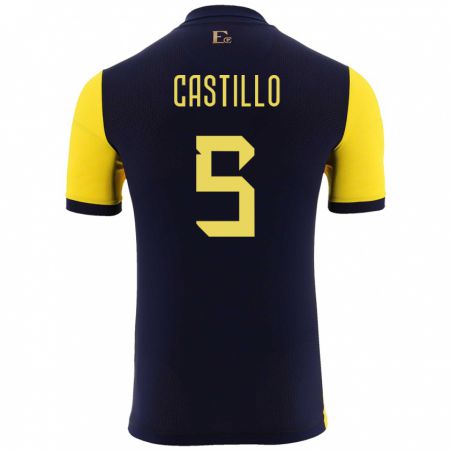 Kandiny Niño Camiseta Ecuador Denil Castillo #5 Amarillo 1ª Equipación 24-26 La Camisa Chile