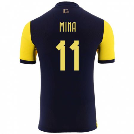 Kandiny Niño Camiseta Ecuador Ariel Mina #11 Amarillo 1ª Equipación 24-26 La Camisa Chile