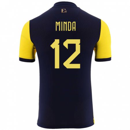 Kandiny Niño Camiseta Ecuador Ethan Minda #12 Amarillo 1ª Equipación 24-26 La Camisa Chile