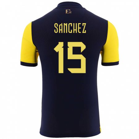 Kandiny Niño Camiseta Ecuador Juan Sanchez #15 Amarillo 1ª Equipación 24-26 La Camisa Chile