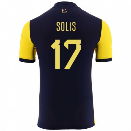 Kandiny Niño Camiseta Ecuador Mathias Solis #17 Amarillo 1ª Equipación 24-26 La Camisa Chile