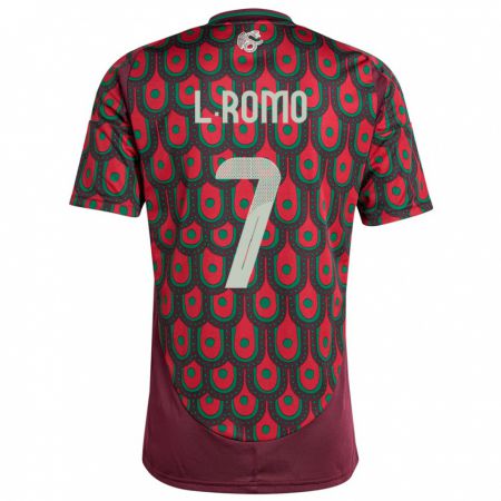 Kandiny Niño Camiseta México Luis Romo #7 Granate 1ª Equipación 24-26 La Camisa Chile