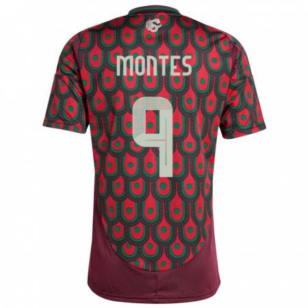 Kandiny Niño Camiseta México Cesar Montes #9 Granate 1ª Equipación 24-26 La Camisa Chile